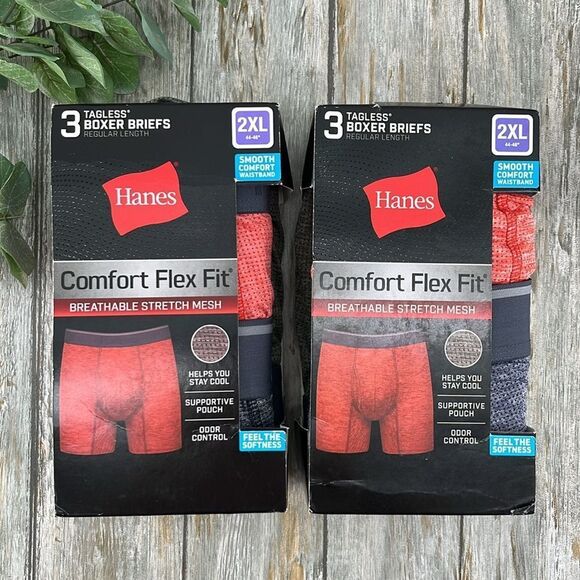 Hanes Comfort Flex Fit Breathable Stretch Mesh Boxer Brief 2, 3-Packs Size 2XL - Picture 1 of 9